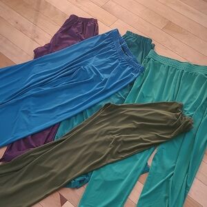5.pairs Vibrant Women's Joggers in Purple, Blue, and Green Olive